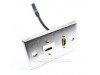 Placa Tapa HDMI 1.4 pigtail + HDMI 1.4 Keystone en L 90° Acero Inoxidable Grado Alimenticio